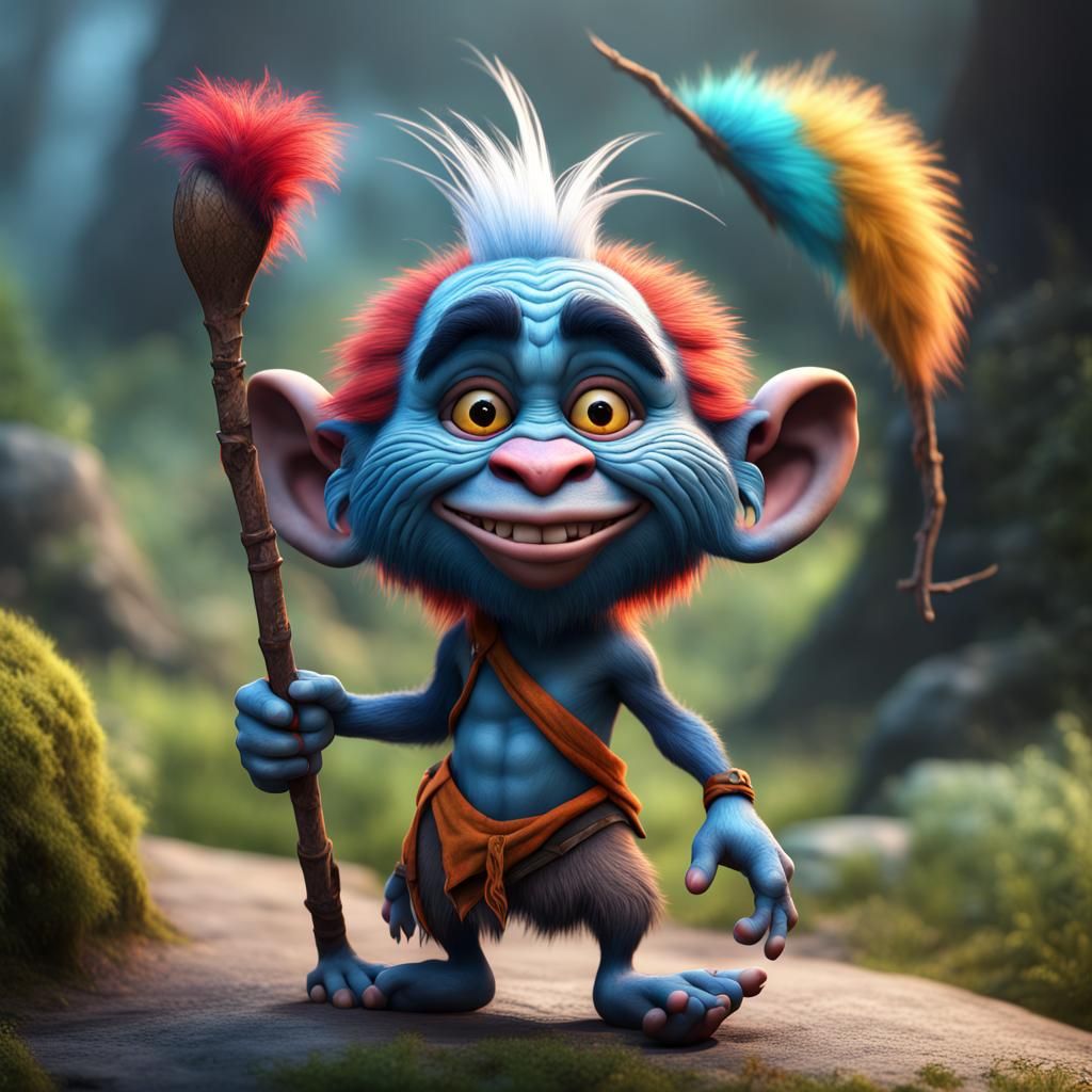 Hyperrealistic Rafiki as Cute Troll in Detailed Matte Painti...