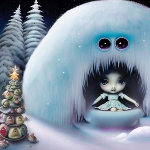 Christmas Tree in Surreal Pop Art Style