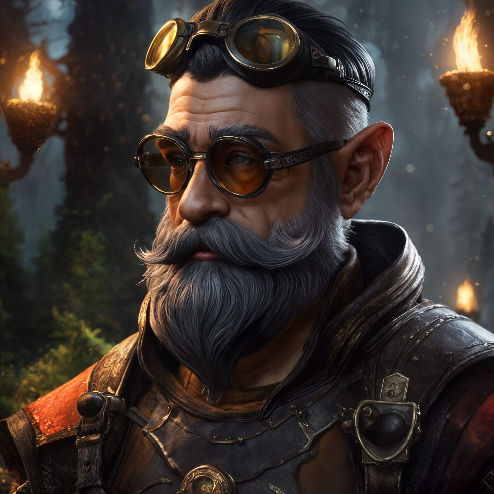 Gnome Portrait in Dark Fantasy Style