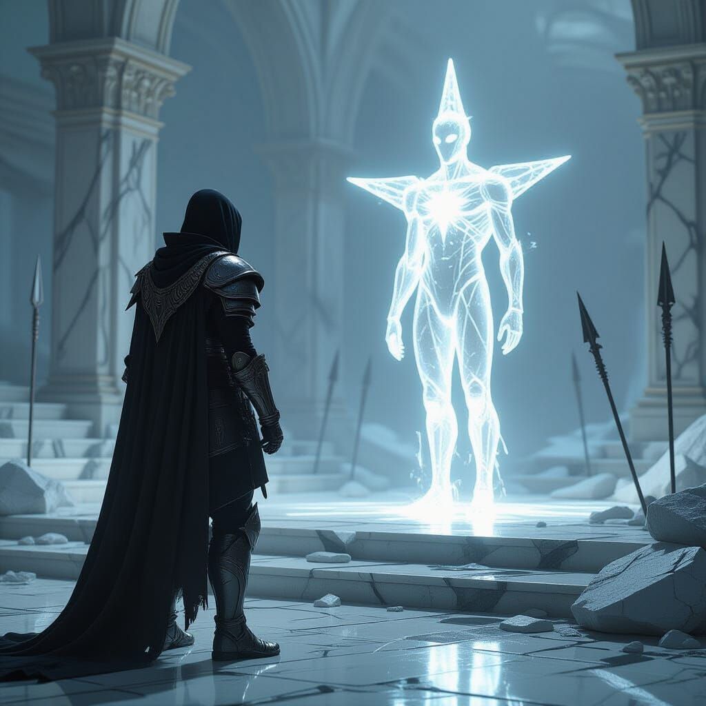 Star-Shaped Warrior in Dreamlike Arena