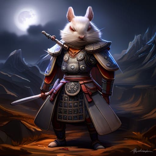Chinchilla Samurai in Dark Fantasy Style