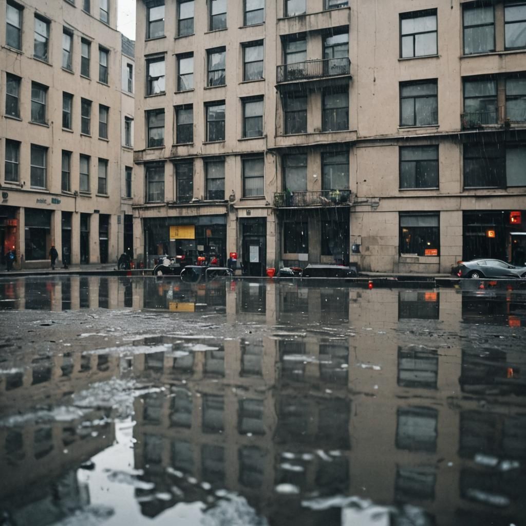 Rainy Cityscape: Cinematic Film Still