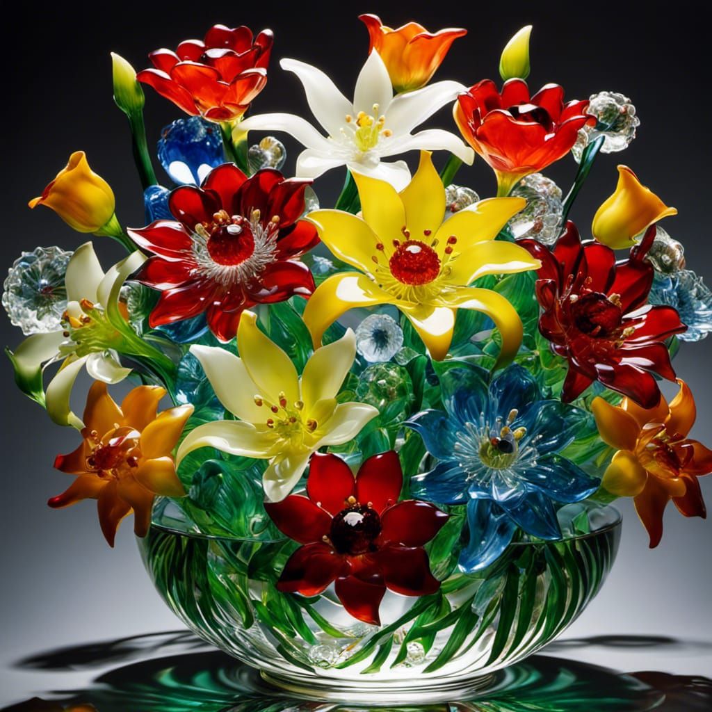 Exquisite Glass Flower Bouquet Photography