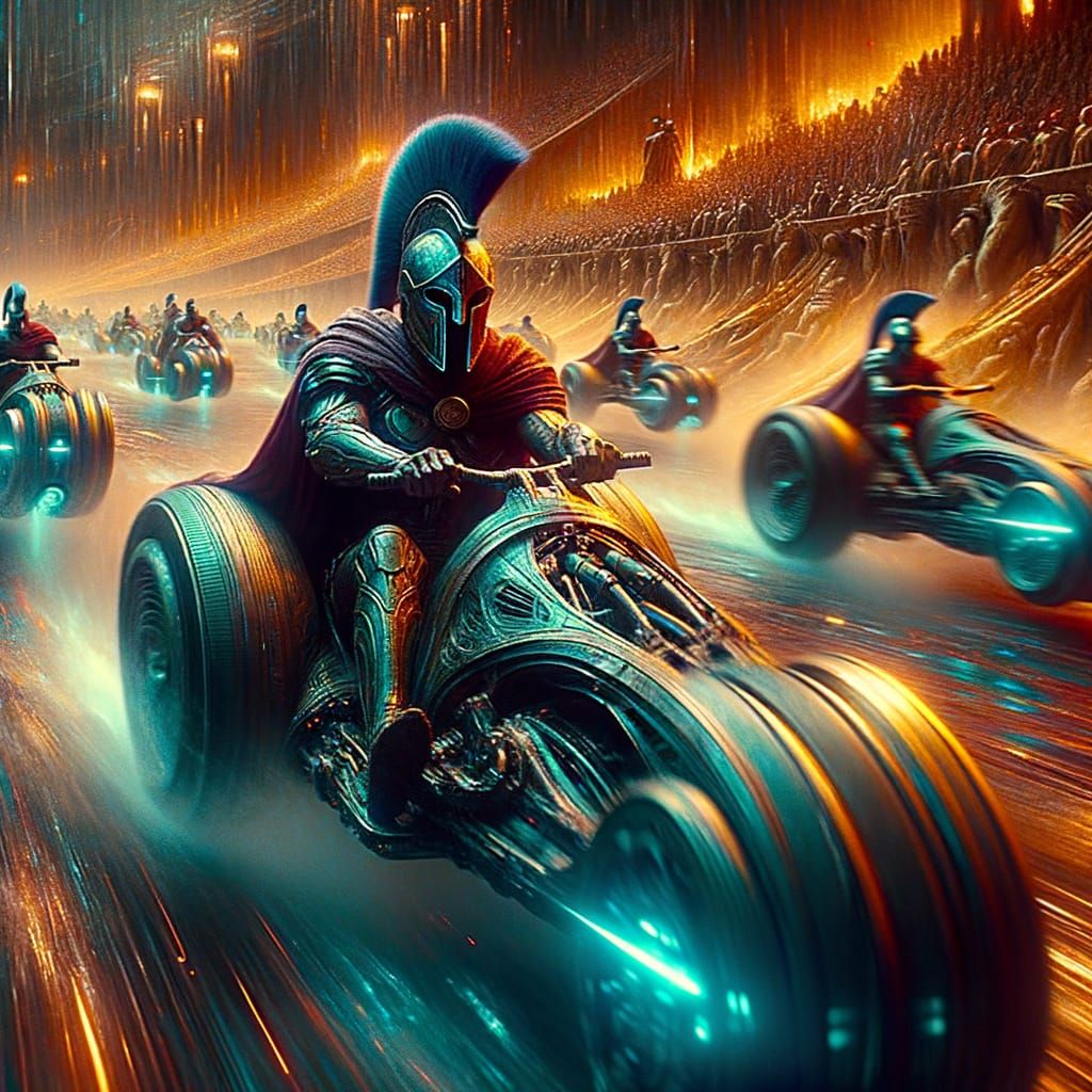 Ancient Spartan Warlord Racer in Sci-Fi Circus Maximus