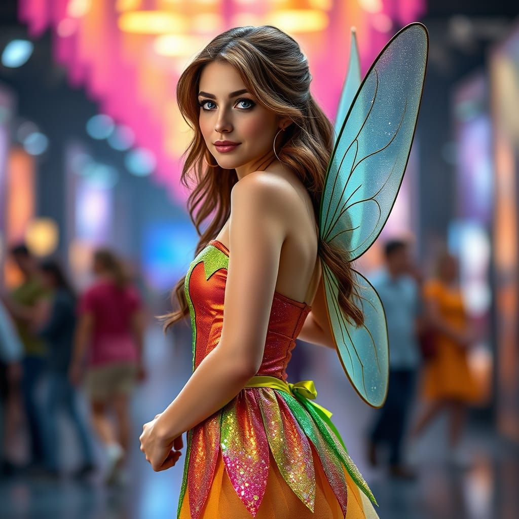Hyper-Realistic Tinkerbell Cosplay Portrait in Vibrant Color...