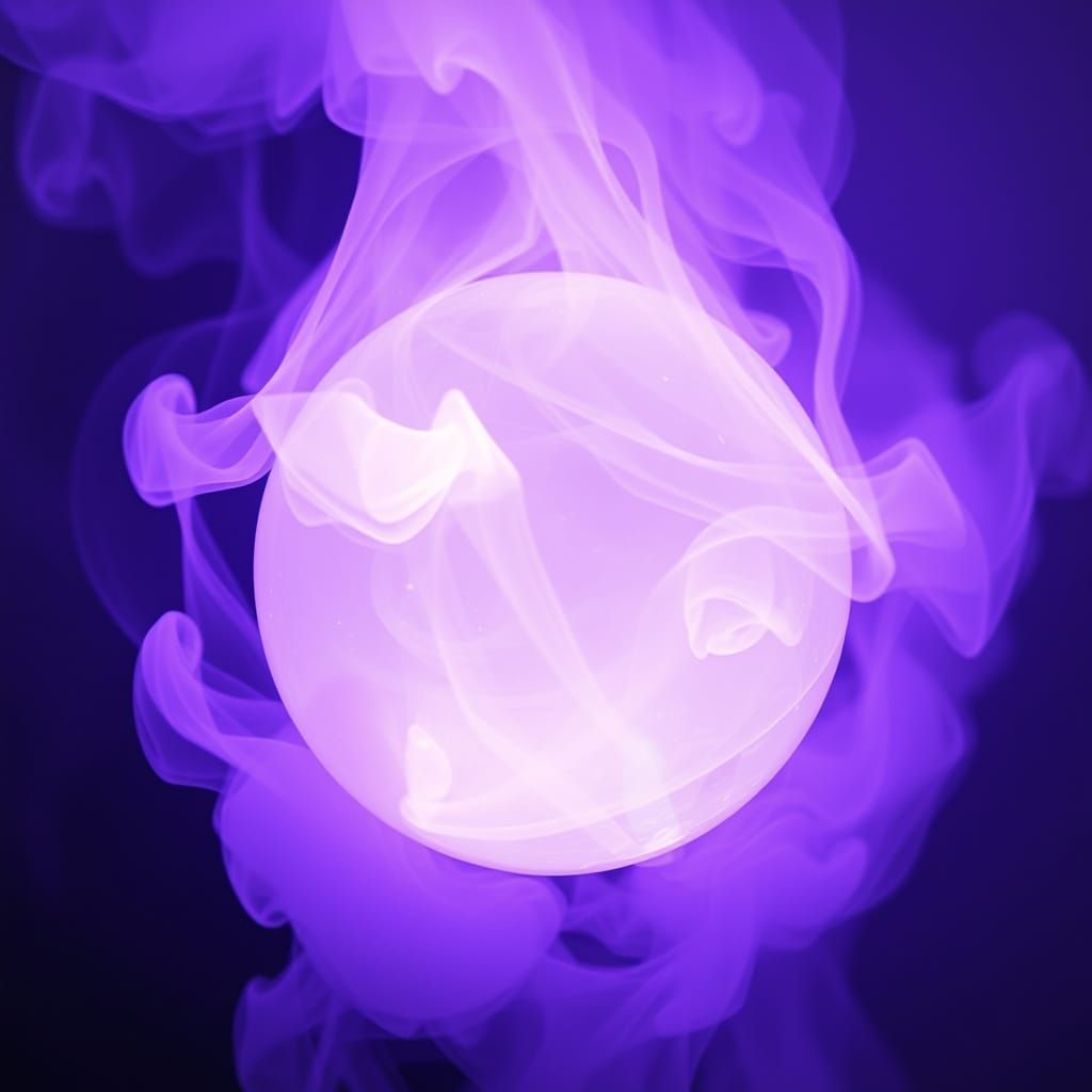 Crystal Ball Radiates Ethereal Light Purple Smoke