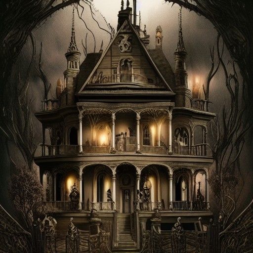 Creepy Twins in Haunted Mansion, Tim Burton Style