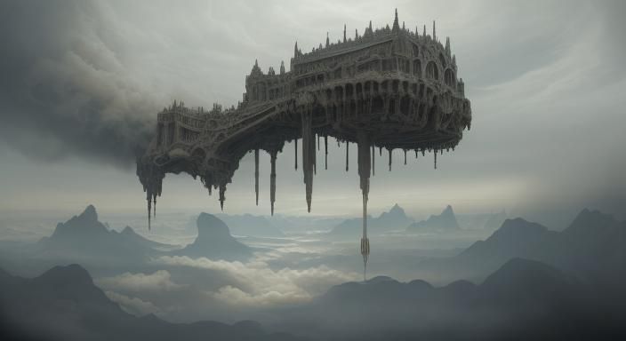 Elaborate Cloud Castle in Smokey Cloudscape