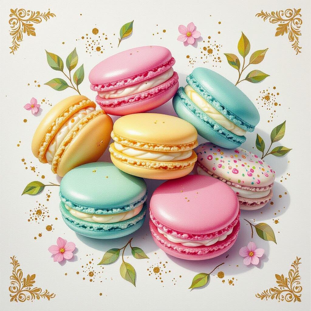 Watercolor Macarons in Dreamy Pastel Hues