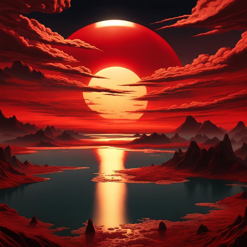 Golden Islands Rise: Art Deco Dark Fantasy Landscape