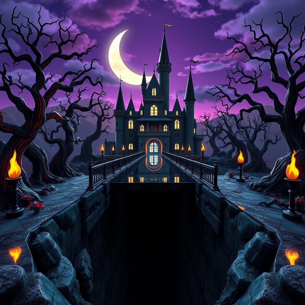 Gothic Fantasy Castle Landscape in Photorealistic Detail