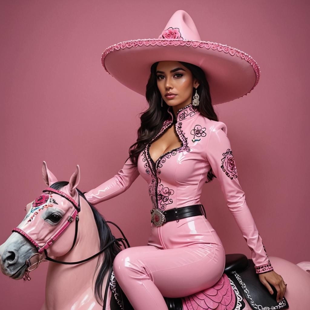 Mexican Woman in Pink Latex on Day of Dead