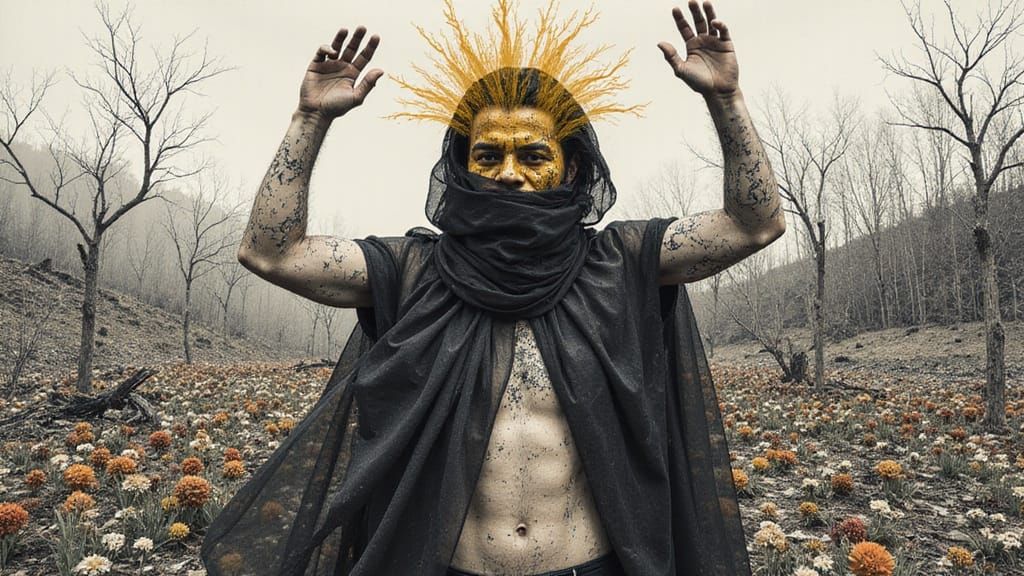 Volcanic Man Triumphs Over Devastated Garden