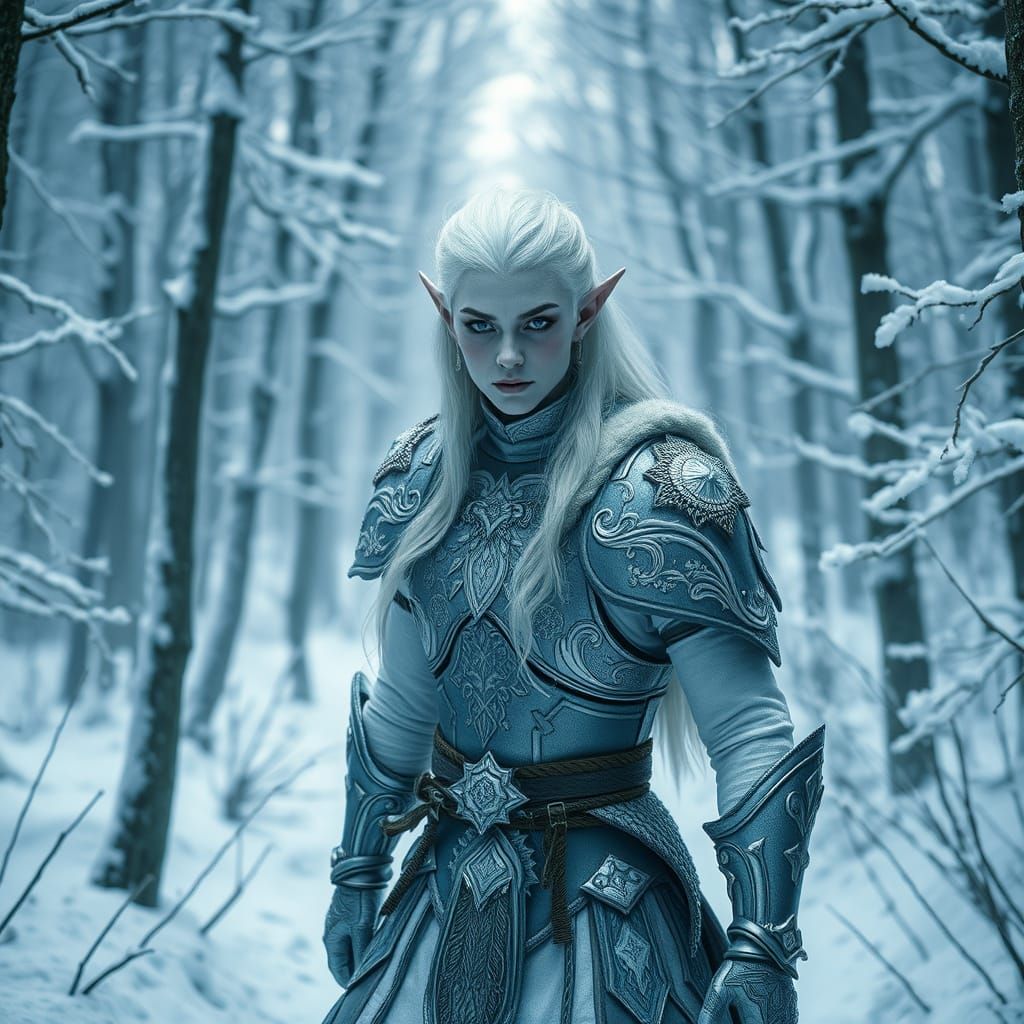 Snow Elf in Falmer Armor Walks Through Silent, Snow-Covered ...