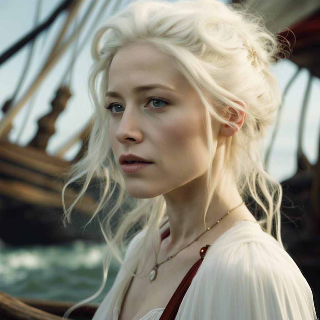 Albino Elf Woman Portrait in Graffiti Art Style