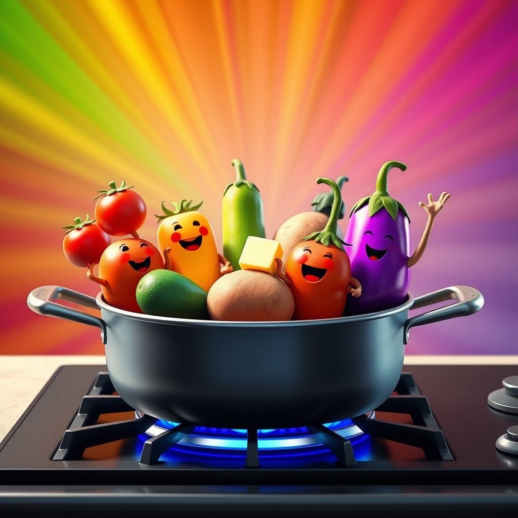Vibrant Vegetable Celebration in a Sizzling Hot Pan