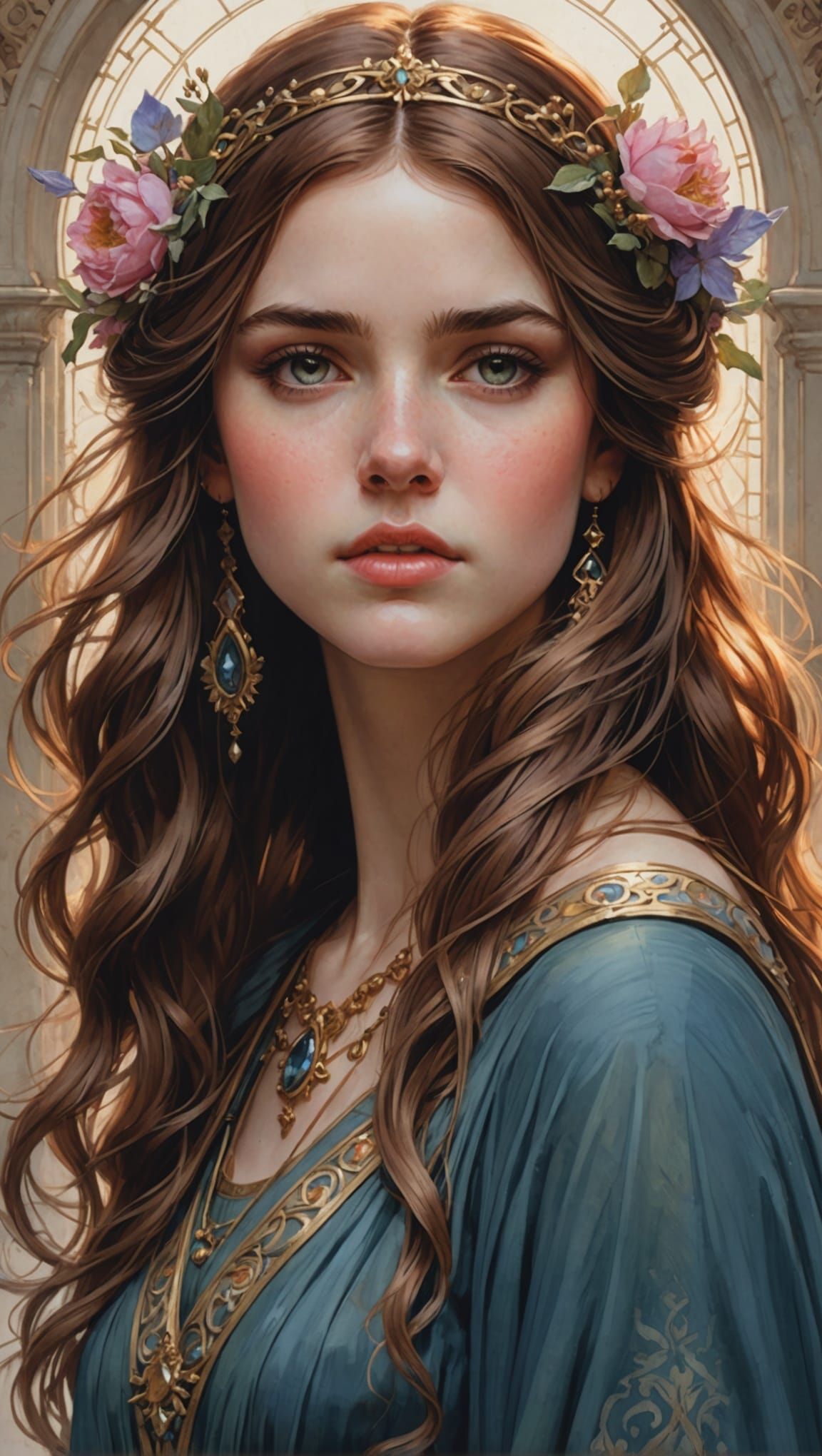 Watercolor Princess Portrait in Hyperdetailed Style