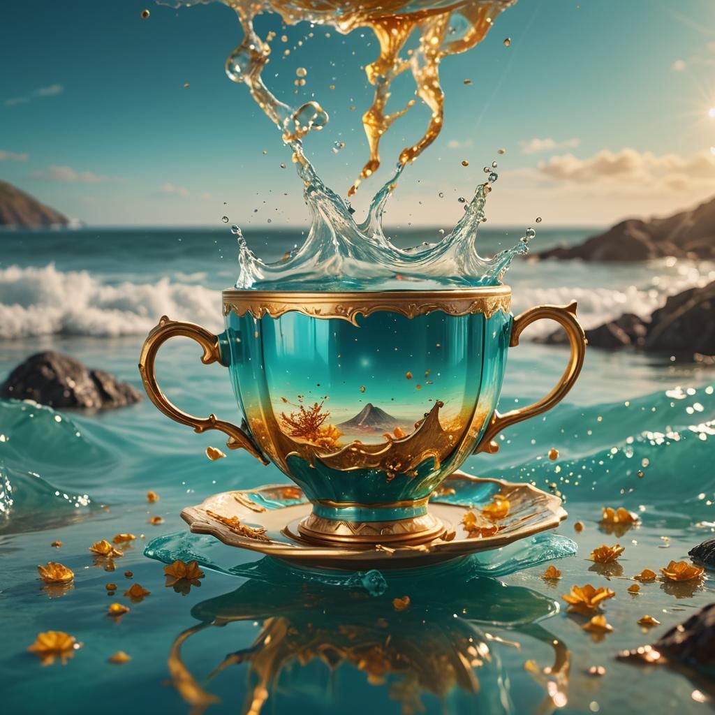 Octagonal Cup with Sea Mirror, Fantasy Concept Art