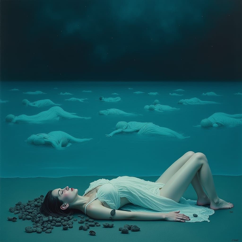 Mystical Sea Goddess Washed Ashore: Dreamlike Art