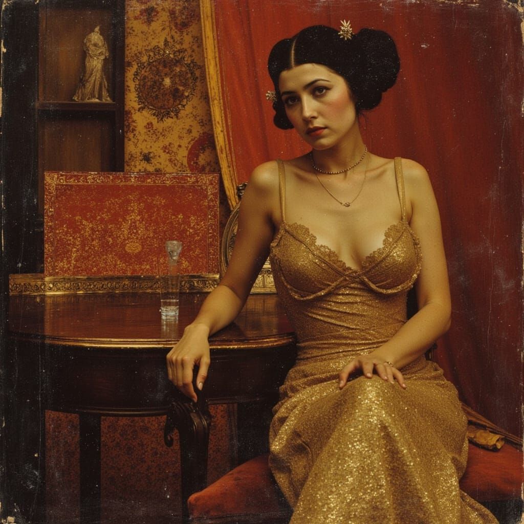 Burlesque Acrobat in Liquid Gold Style