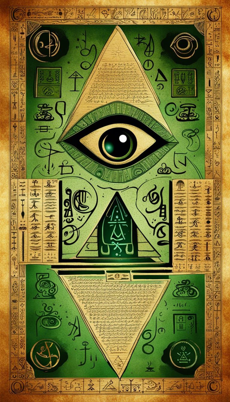Emerald Tablet with Hieroglyphs and Calculus Equations