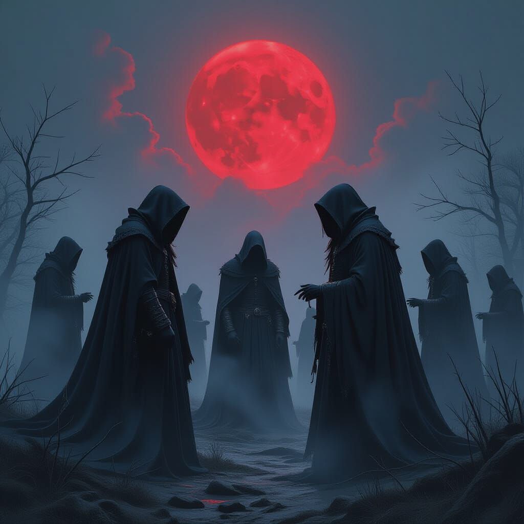 Transylvanian Vampires in Ominous Red Moonlight