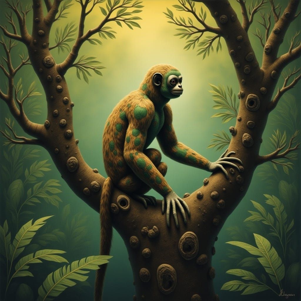 Surrealist Jungle Scene in Vibrant Colors