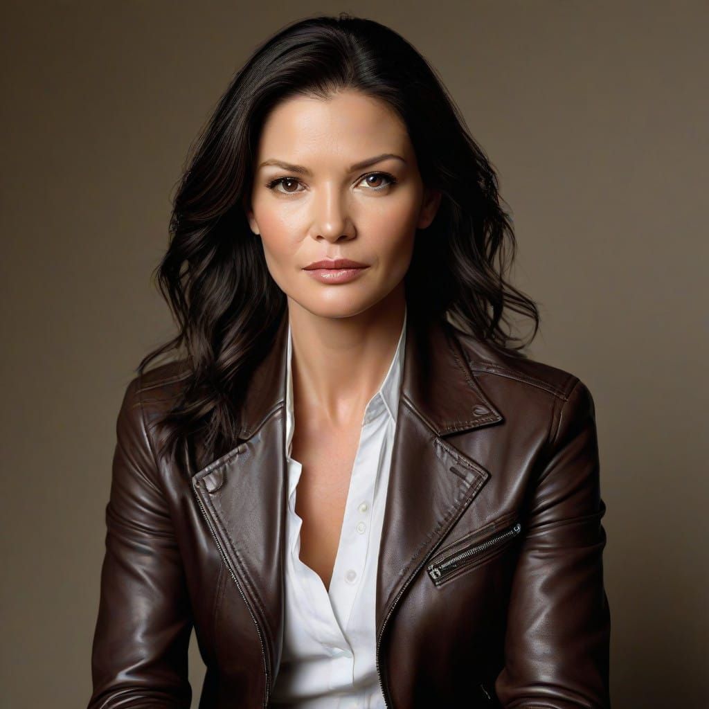 Confident Actress Exudes Sophistication in Leather Finery