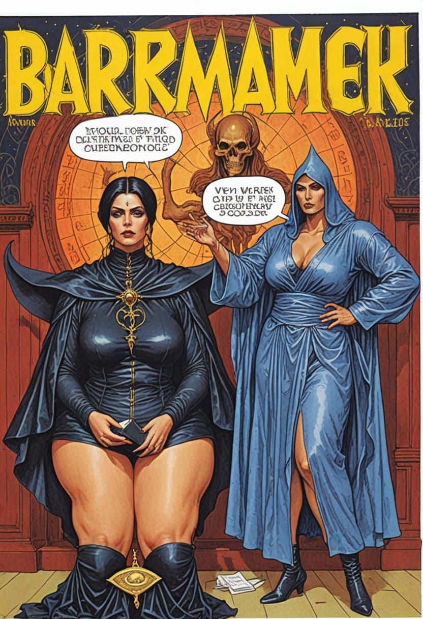 Cosmic Sorceress Studies Ancient Mysticism in Darkened Study