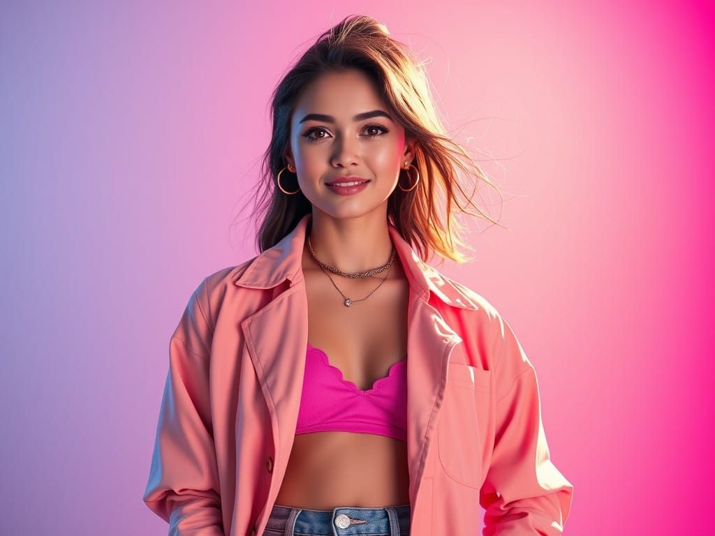 Vibrant Millennial Woman in Contemporary Fashion Photoshoot