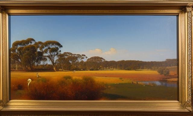 Australian Impressionist Painting: Boy Meets Swagman