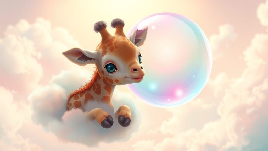 Giraffe in Bubblegum Bubble, Esao Andrews Style