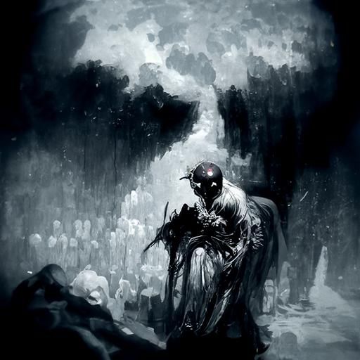 Dark Ghoul in Horror Engraving Style