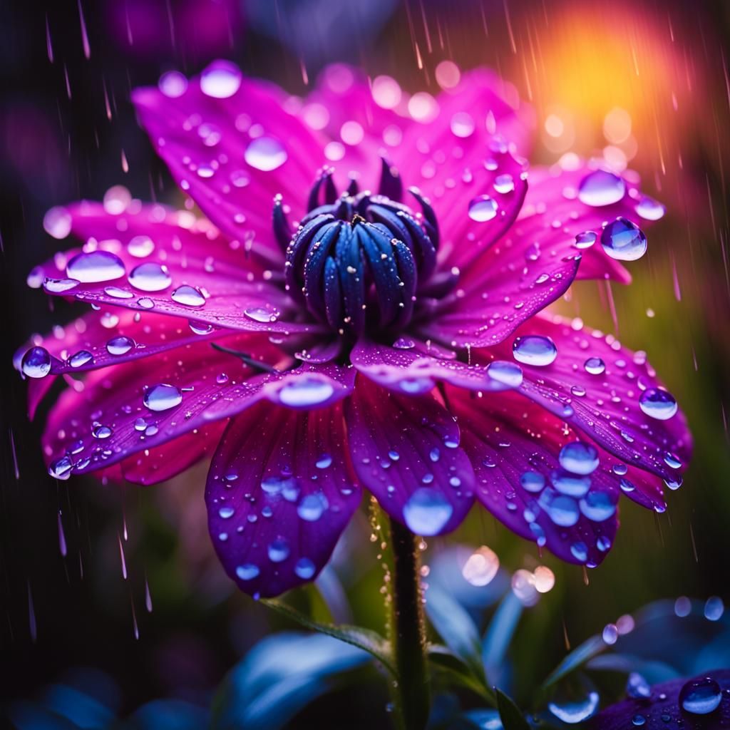 Vibrant Raindrop Floral Macro in Pastel Hues