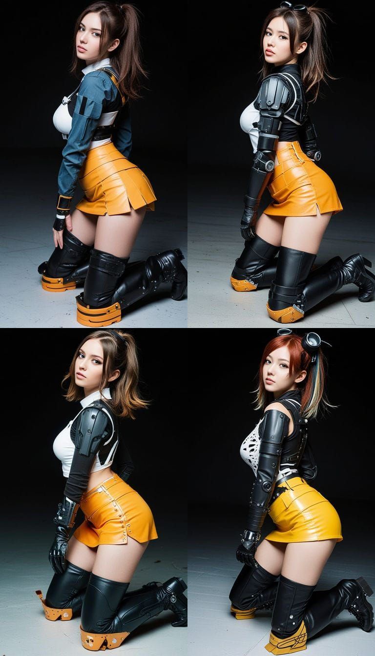 Retro Robot Cowgirl in Futuristic Anime Style