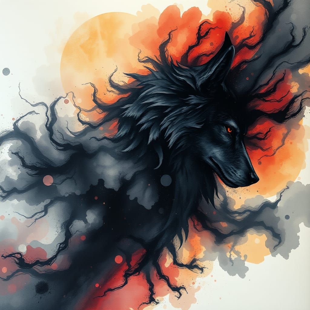 Majestic Ink Wolf: Fantasy Concept Art