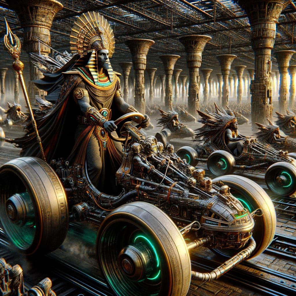 Ancient Sci-Fi Warriors Engage in High-Stakes Pod Racer Char...