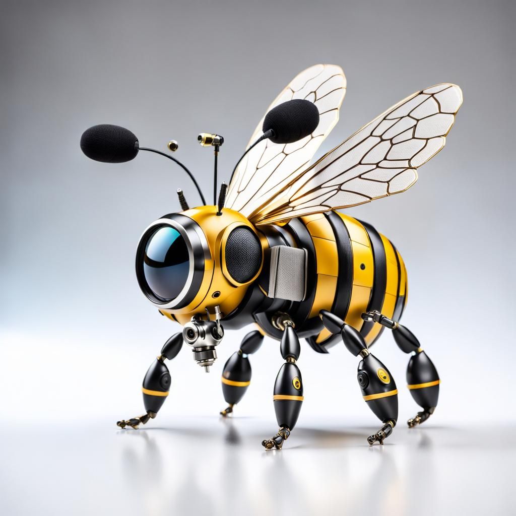 Robot Bee Spy on a Book
