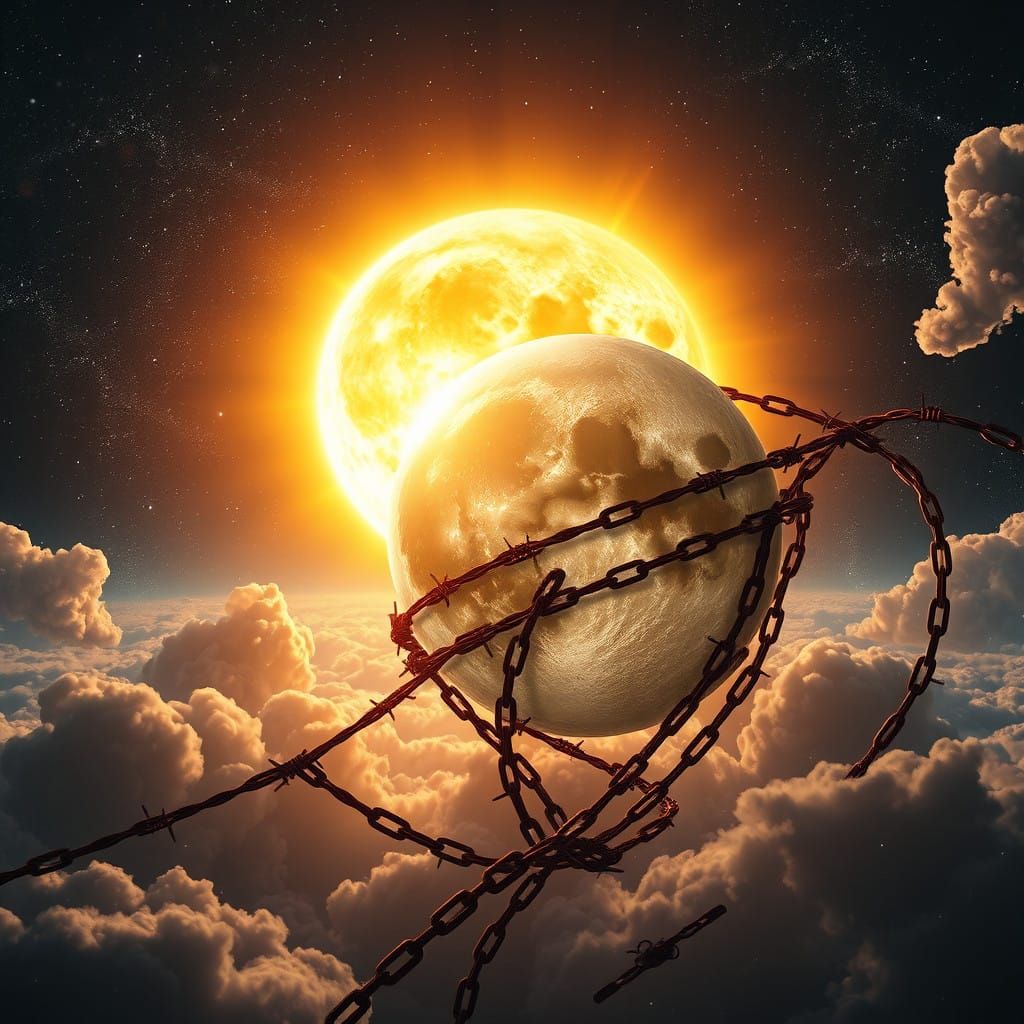 Celestial Imprisonment: The Sun and Moon Ensnared by Stars