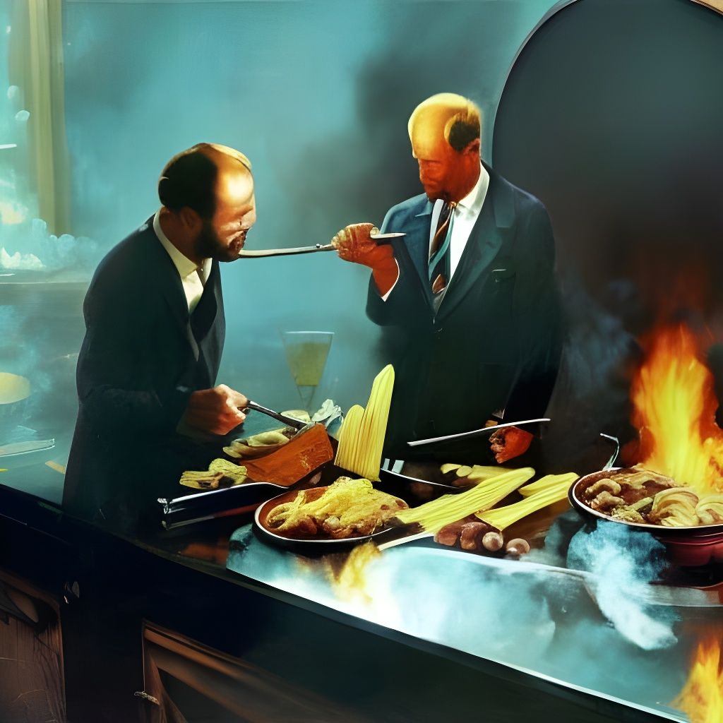 Hybrid Figure Cooking: An Impasto Style Painting