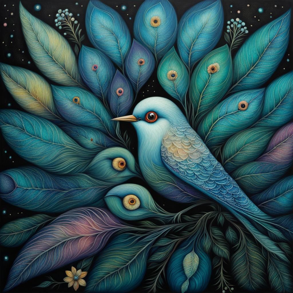 Dreamlike Bird in Art Brut Style