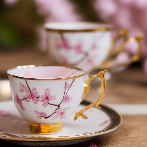 Cherry Blossom Teacup Set: Professional Photography