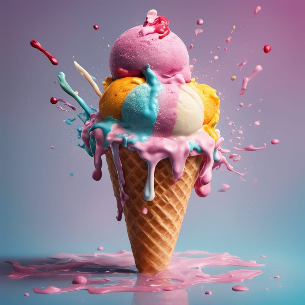 Hyperrealistic Ice Cream Splash Art: Detailed Concept