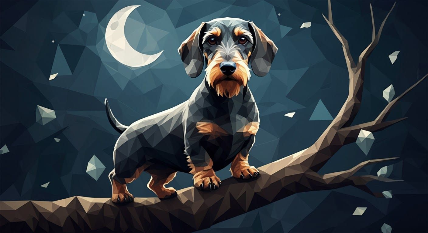 A cubist wire-haired dachshund