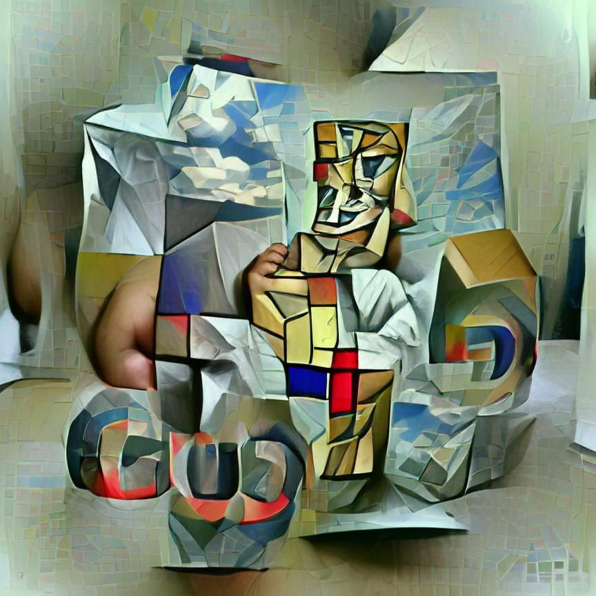 Cubist God: Abstract Deity in Geometric Style