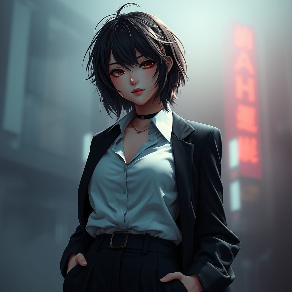 Confident Woman in Moody Masculine Attire