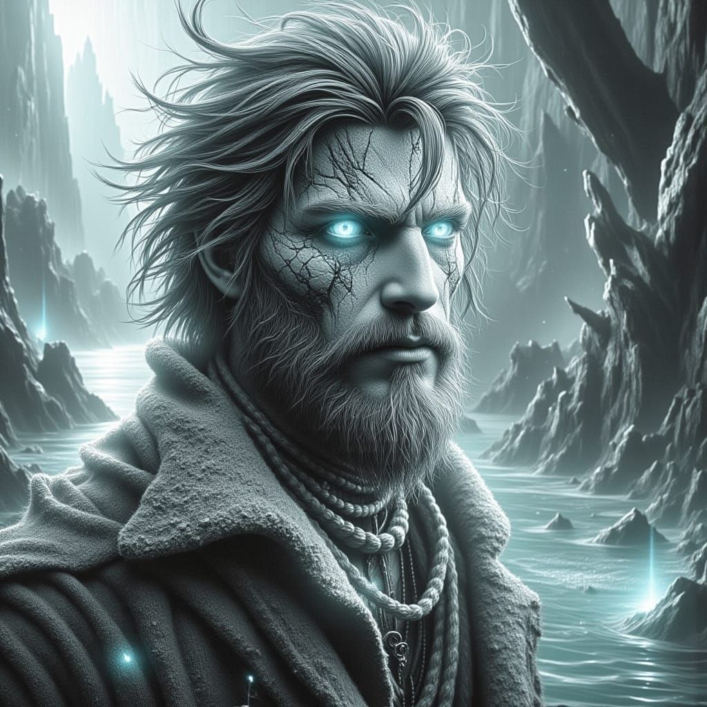 Dark Fantasy Fisherman in Pencil Sketch Style