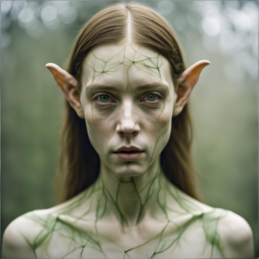 Double Exposure Human and Elf Portrait