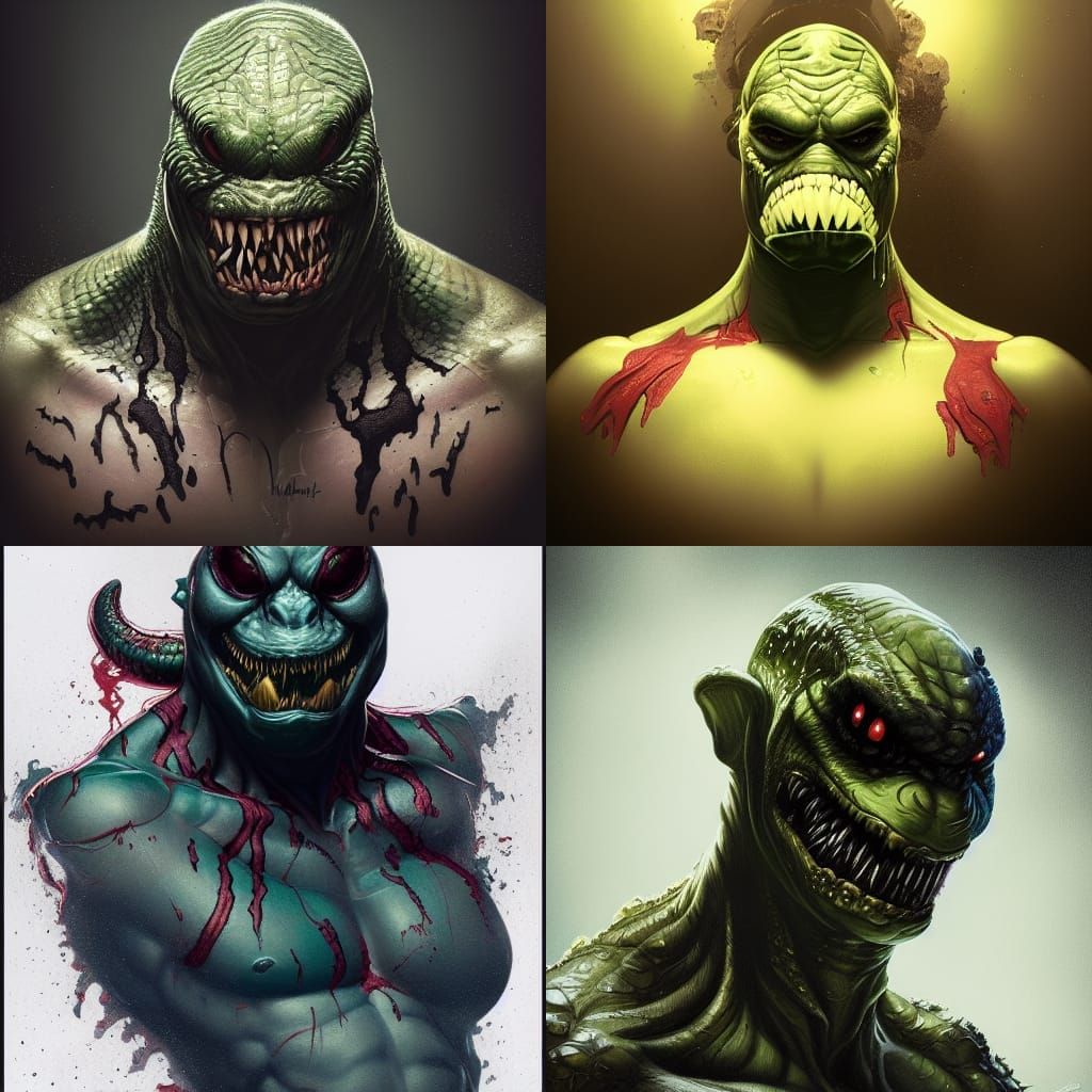 Venomous Crocodile Portrait in Dynamic Lighting