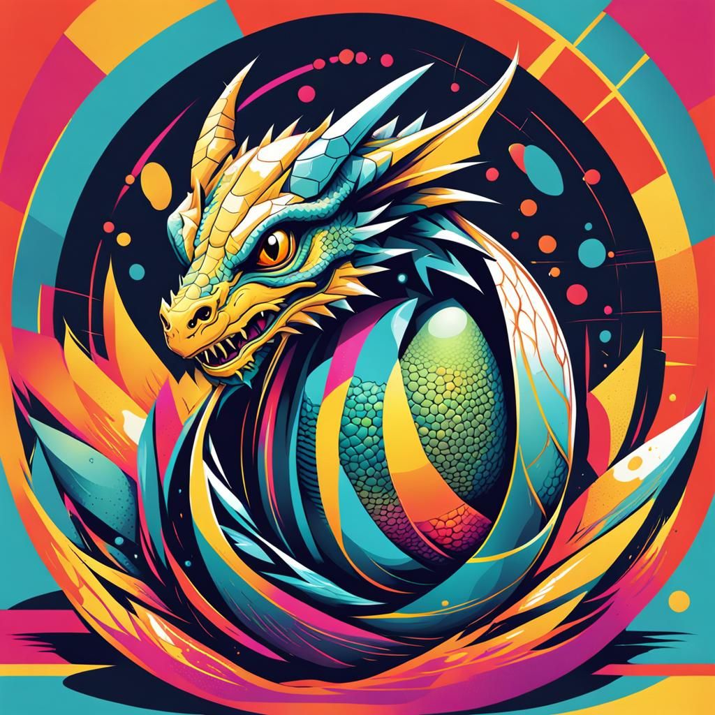 Baby Dragon Hatching: Pop Art Screen Print